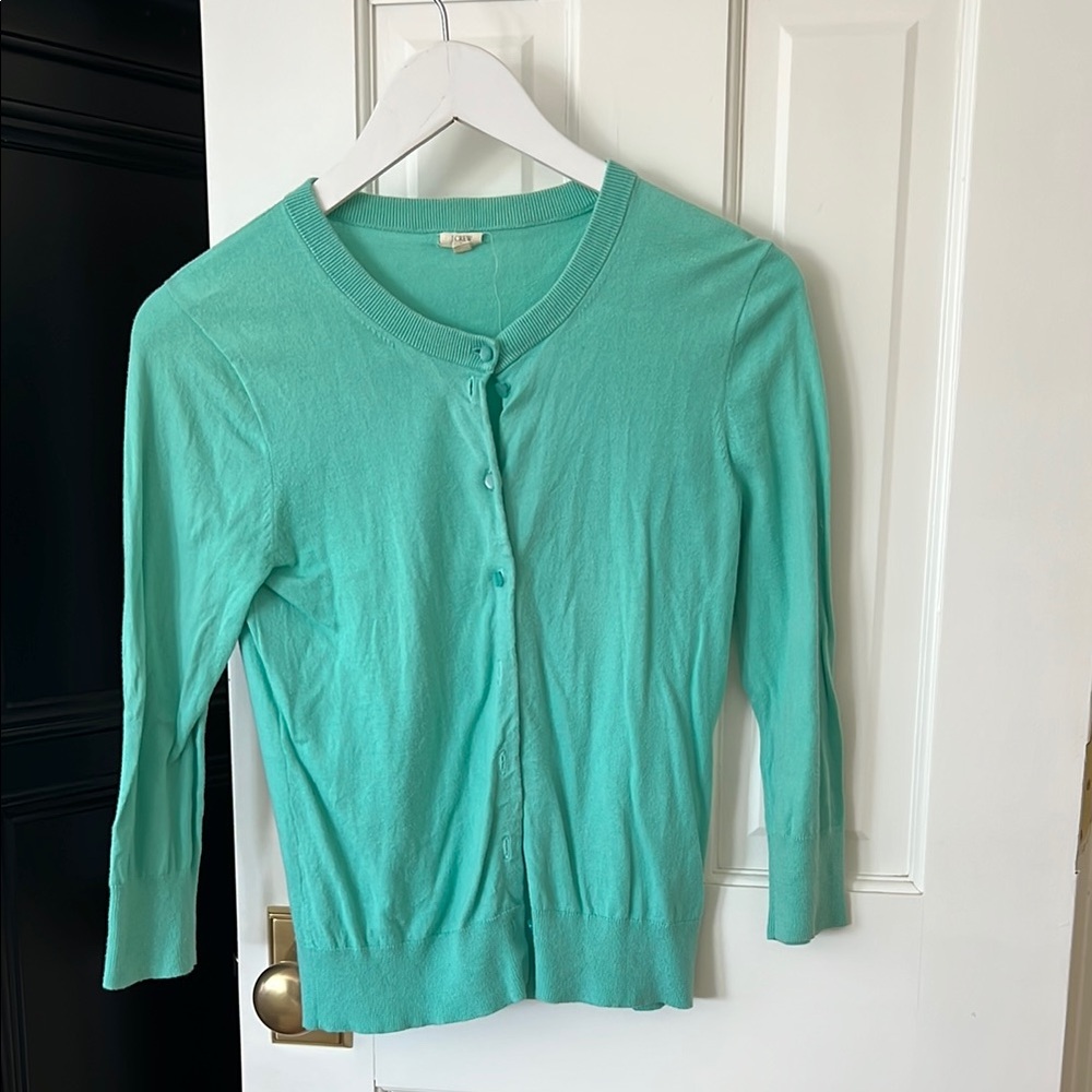 Mint Green Button-Up Cardigan